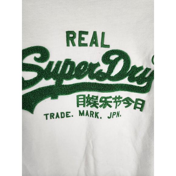 Superdry Vintage Sweatshirt Sz S Mens White Green Long Sleeve Pullover Crew Neck - Picture 4 of 7